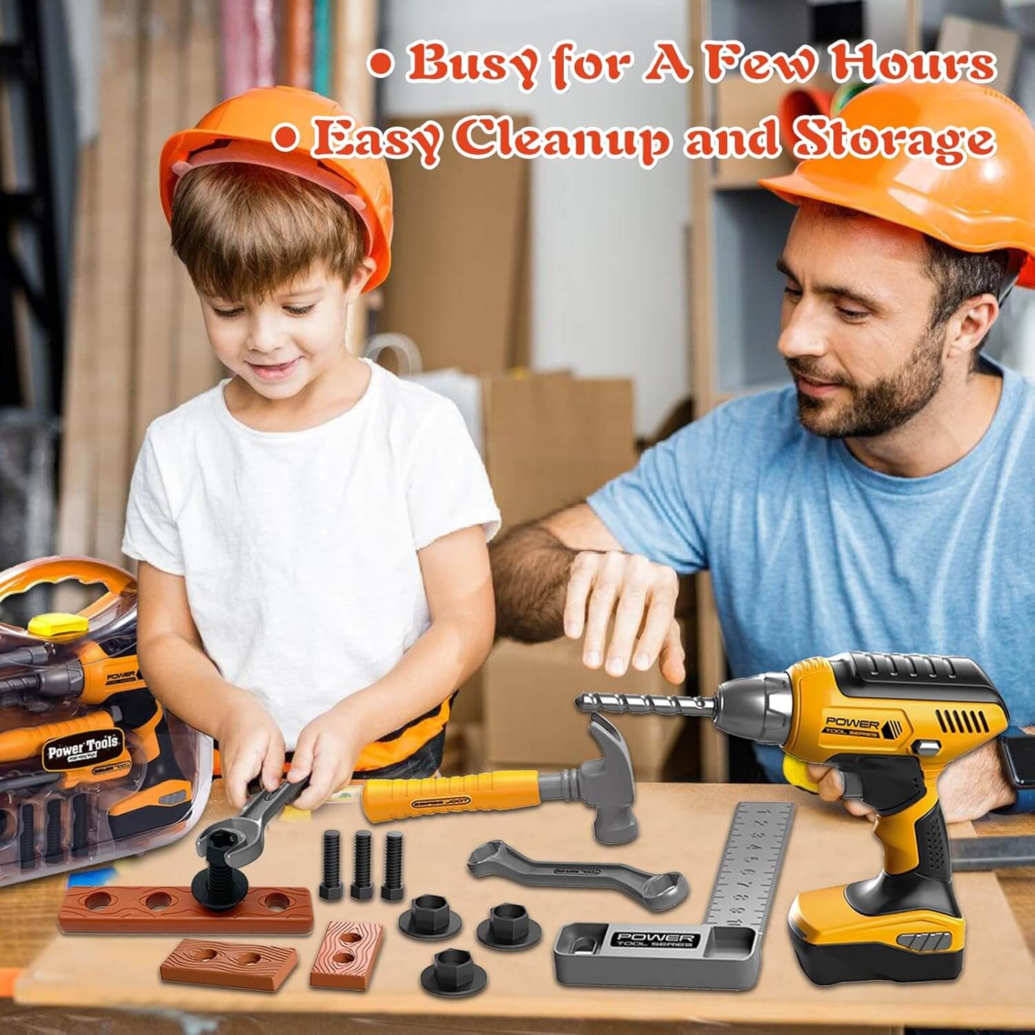 Wholesale Kids Pretend Play Construction Tool Set with Electronic Drill and Toolbox - Image 6